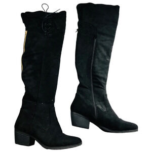 Unbranded Womens Over The Knee Heeled Boots Faux Suede Black Size 7.5